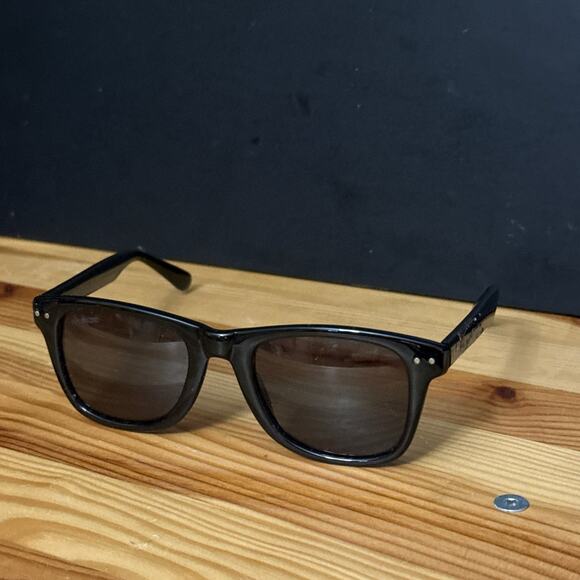 Alfred Sung Black Sunglasses Polarized Retro Square Boxy Y2K Oversized - Picture 3 of 9